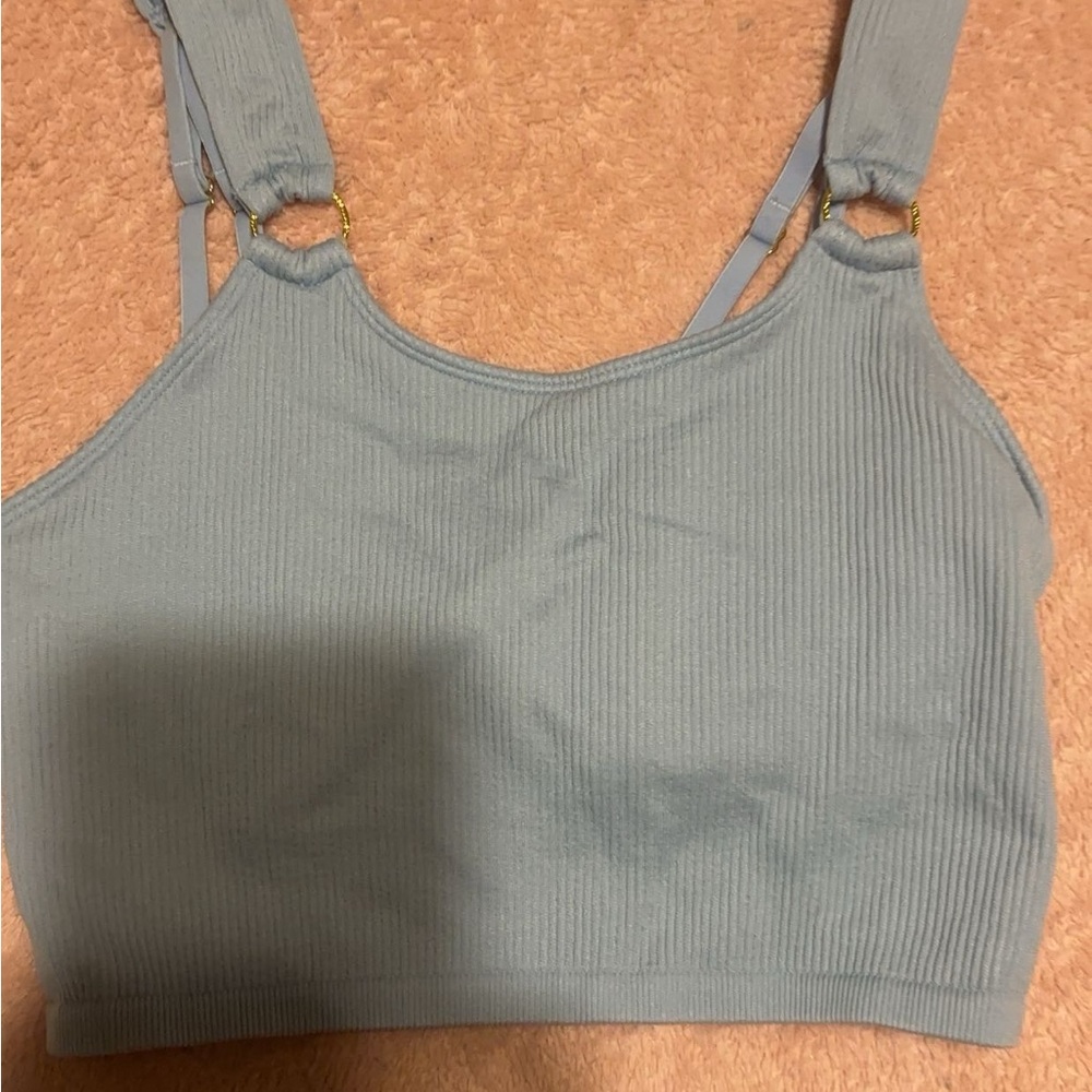 Ribbed Tank Top with Gold Ring Detail